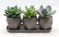 Nouveauté 2025 : Tête de fleur succulente artificielle verte à effet flocqué, pour créations DIY, accessoires pour bonsaï et fleurs artificielles