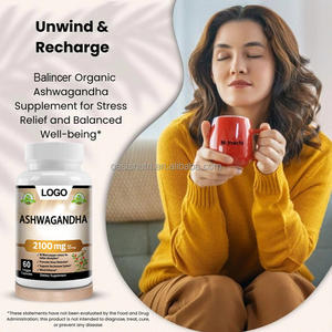 OEMアシュワガンダ2100 mg 100個の野菜カプセル純粋なウィザニアソムニフェラ根のストレス解消ムードエンハンサーアシュワガンダカプセル - Product Image 4