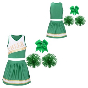 Tenue de cheerleading professionnelle pour filles de 6 à 16 ans, ensemble 4 pièces avec crop top et jupe, vêtements de danse pour spectacle sur scène, mode et fête - Product Image 3