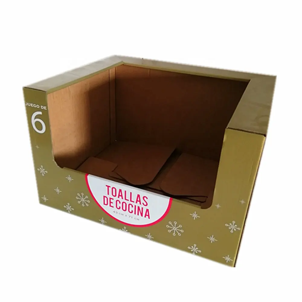 Caja de almacenamiento apilable para supermercado, contenedor de recolección de piezas de cartón grande, apilable, PDQ