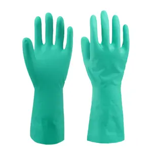 OP-358 15 mil nitrile work gloves green cotton rubber powder nitrile rubber solvent-resistant gloves that provide excellent s