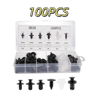 HE26 100 PIÈCES Kit de Fixations et Clips Universels en Plastique de Haute Qualité pour Pare-chocs, Clips de Fixation et Clips à Poussoir pour Panneaux Automobiles