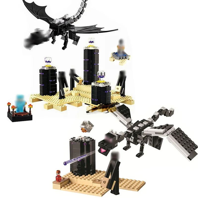 Model Ender ejderha oyuncak inşaat blokları çocuk doğum günü hediyeleri için DIY bulmaca montaj uyumlu hayvan tuğla blok benim dünya 3D