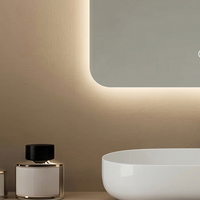 Espejo de Baño Moderno Cuadrado Inteligente con Retroiluminación LED Ecológica, Función Antivaho, Control Táctil Impermeable para Uso en Hoteles y Hogares