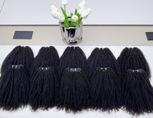 Venta al por mayor 100% Virgen Mongol Afro Kinky Curly Extensiones de cabello humano Tejido Doble Extensiones - Product Image 4