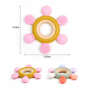 Silicone Teether bé Teether gỗ Vòng mọc răng đồ chơi BPA free Silicone bé Teether mọc răng đồ chơi cho trẻ sơ sinh 0-6 tháng - Product Image 6