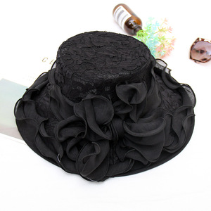Chapeau de cérémonie Kentucky Derby pour femme, à large bord, orné de feuilles et de fleurs, idéal pour les mariages et les enterrements de vie de jeune fille - Product Image 4