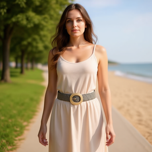 Cintura in paglia PP con fibbia irregolare da 5 cm per donna, accessorio moda per la vita. - Product Image 3