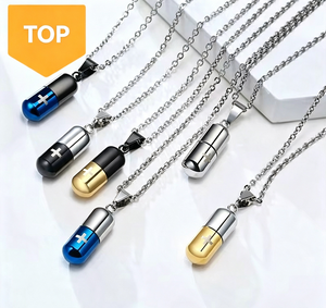 Ready Stock New <b>Titanium</b> Steel Screw Open Capsule Pill Pendant Necklace Hip Hop Accessories for Women Men Jewelry - Product Image 1