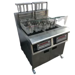 2 Double Tanks 4 Baskets Big Large Capacity Open Deep Broasted Chicken Potato Industrial Gas Fryer Henny Penny KFC Hot Price