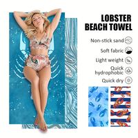 Serviette de plage Langouste extra large en microfibre jacquard super absorbante, sans sable, avec logo personnalisé