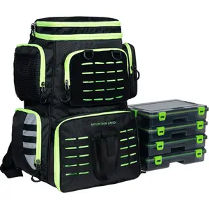 Waterproof Durable Fishing Tackle Bags Rod Holder Bag Backpack Case Large Storage With 4 Trays