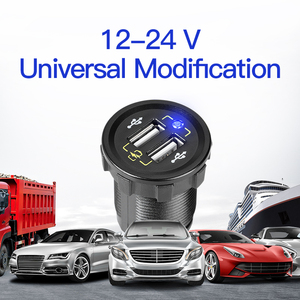 ขายส่ง พอร์ตชาร์จเร็วในรถยนต์แบบคู่ QC3.0 12-24V พร้อมไฟแสดงสถานะสีฟ้า - Product Image 3
