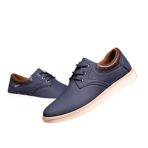 Zapatos de Hombre para Caminar con Cordones, Estilo Coreano, Otoño, a la Moda, con Parte Superior de PU de Color Sólido, Impermeables, Antideslizantes, que Aumentan la Altura - Product Image 1