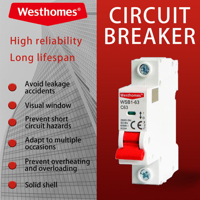 2P AC Miniature Circuit Breaker High Quality Single Pole Disjoncteur DIN Rail Type CB MCB with 10A 25A 40A 50A 63A Rated Current