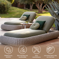 Chaise longue d'extérieur en corde tressée à la main, réglable, pour piscine, avec coussin imperméable, pour hôtel, villa, vente en gros, OEM