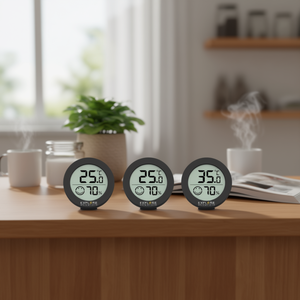Termometro ambiente (1,36x5,5cm) set 3 pz con allarme anti-muffa Black WSH0008 - Product Image 3