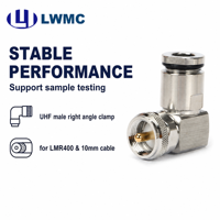 Connecteur mâle UHF LWMC à angle droit avec pince pour câble LMR400 et câble de 10 mm, VSWR 1,3:1 MAX