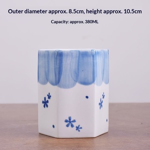 Nouveau pot de fleurs en céramique de style chinois à fleurs bleues peintes à la main, respirant, résistant à la corrosion, pour plantes vertes de bureau, petit pot de fleurs charnu - Product Image 6