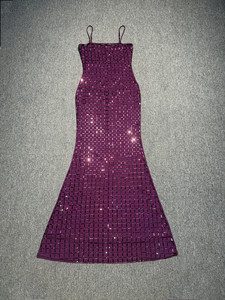 Abito Lungo Elegante Senza Spalline con Cristalli di Lusso, Vestito da Sera Scintillante con Perline per Donna - Product Image 6