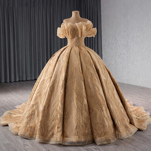 Jancember 241066 Robes de soirée élégantes en dentelle dorée à épaules dénudées - Product Image 4