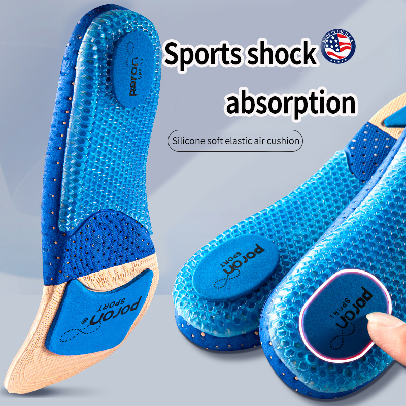 Semelles de course à coussin d'air en Silicone souple et élastique, Absorption orthopédique des chocs, Support de voûte plantaire respirant, coussinets de chaussures, semelles de Sport