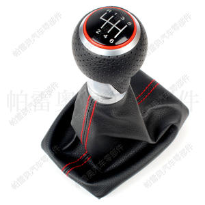 Pareo – pommeau de levier de vitesse en cuir, 6 vitesses, coutures rouges, pour Volkswagen Audi A4 B6 2002 – 2009, conception ergonomique - Product Image 2