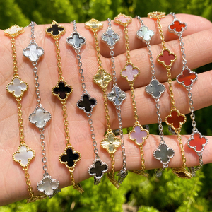 Set di Gioielli SPJ in Argento S925 con Madreperla Bianca, <span class=keywords><strong>Collana</strong></span>, Bracciale e Orecchini a Quadrifoglio, Produzione Diretta OEM ODM per Boutique - Product Image 1