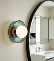 Applique murale LED moderne en verre vert avec globe opale, luminaire blanc chaud pour salon et chambre à coucher