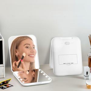 Bán Hot xách tay gấp Led Gương trang điểm cho phụ nữ nhỏ gọn màu hồng bỏ túi có kích thước cầm tay Mỹ phẩm gương, OEM có sẵn - Product Image 5