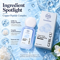Sérum Visage Anti-Âge Fermenté au Peptide de Cuivre Bleu GHK-Cu, Raffermissant, Lissant les Rides, Réparateur des Ridules, Hydratant et Renouvelant la Peau