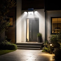 Lampe murale solaire 226 LED à 3 têtes avec télécommande, étanche IP65, détecteur de mouvement extérieur