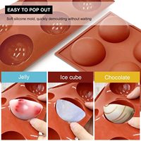 Moule de cuisson en silicone à 6 cavités pour fondant et chocolat, grand moule sphérique, plaque rectangulaire antiadhésive pour gâteaux