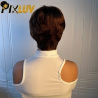 Perruque Pixie Cut sans colle en cheveux humains, vente en gros, fournisseurs de perruques en cheveux vietnamiens bruts, perruques Pixie Cut sans colle, perruques Pixie Cut couleur marron
