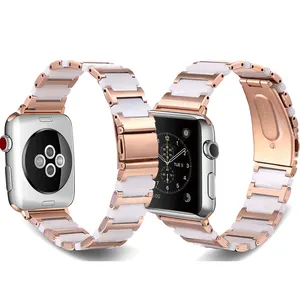 Pulseira de relógio de cerâmica de aço inoxidável, pulseira para apple watch series 7 6 5 4 3 2 1iwatch 38 40 42 44mm, bracelete de crossing estilo