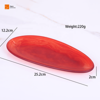 Assiette à salade minimaliste en résine anti-rayures de précision, motif tourbillon aqua rouge, forme grain de melon, plateau à fruits pour fête, décoration intérieure, vanité
