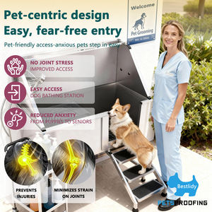 Baignoire <span class=keywords><strong>de</strong></span> toilettage professionnelle pour grands chiens en acier inoxydable avec porte droite et <span class=keywords><strong>escalier</strong></span> rétractable pour salons <span class=keywords><strong>de</strong></span> toilettage - Product Image 2