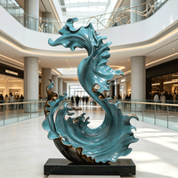 Sculpture de sol abstraite en forme de vague, grande statue d'art en aluminium moulé pour hall d'hôtel, bureau de vente, décoration intérieure, taille et couleur personnalisées