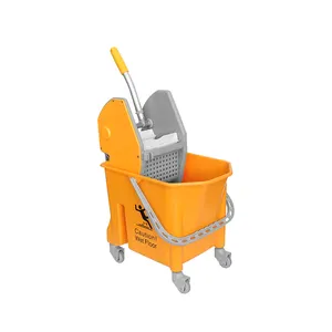 Commercial flexible plastic single mop wringer bucket with down press wringer mop bucket