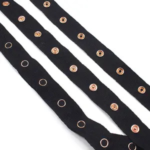 Wholesale garment accessories sewing on metal snap button tape custom plastic snap button tape hook and eye tape
