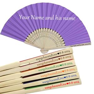 Abanicos de Mano Personalizados con Logotipo Impreso para Bodas, Festivales, de Bambú, Papel, Seda, Blancos, Decoración Tallada de Arte Folclórico Japonés para Novias - Product Image 3