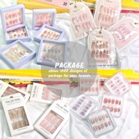 CANDEE Kuku Palsu ABS Kualitas Prancis Terbaik, Bentuk Almond Pre-Desain, Perekat Tempel, 10 Pcs, Ukuran Sedang