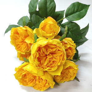 Hoa Giả Chất Lượng Cao Bó Hoa Hồng Giả Màu Vàng Hồng - Product Image 1