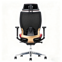 Chaise de bureau de direction ergonomique en cuir PU rouge avec base en aluminium de style moderne pour PDG