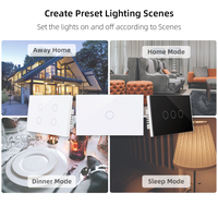Certification SAA Panneau en verre tactile trempé Standard australien 1/2/3/4 Gang Smart WiFi Interrupteur mural pour Alexa Google Home