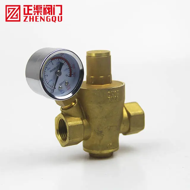 1/2 inch Brass Relief Control Water Pressure Reducing Valve Oil Filled Pressure Gauge