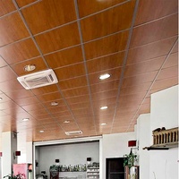 Acplaca-sistema de techo interior, azulejos de techo falsos de aluminio con superficie de grano de madera