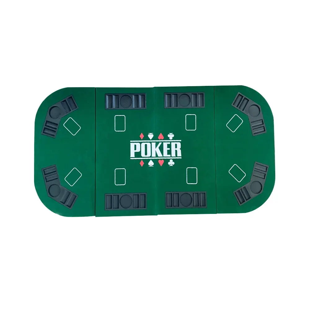 Tableta de póker plegable de alta calidad, 180x90, 4 balckgack, op fieltro, 8 asientos con proveedores de mochila, logo personalizado para juegos de casino