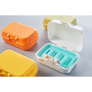Portable Soap Dish With Lid Drain Rectangular PP Minimalist Design For Bathroom Travel Use - Product Image 4