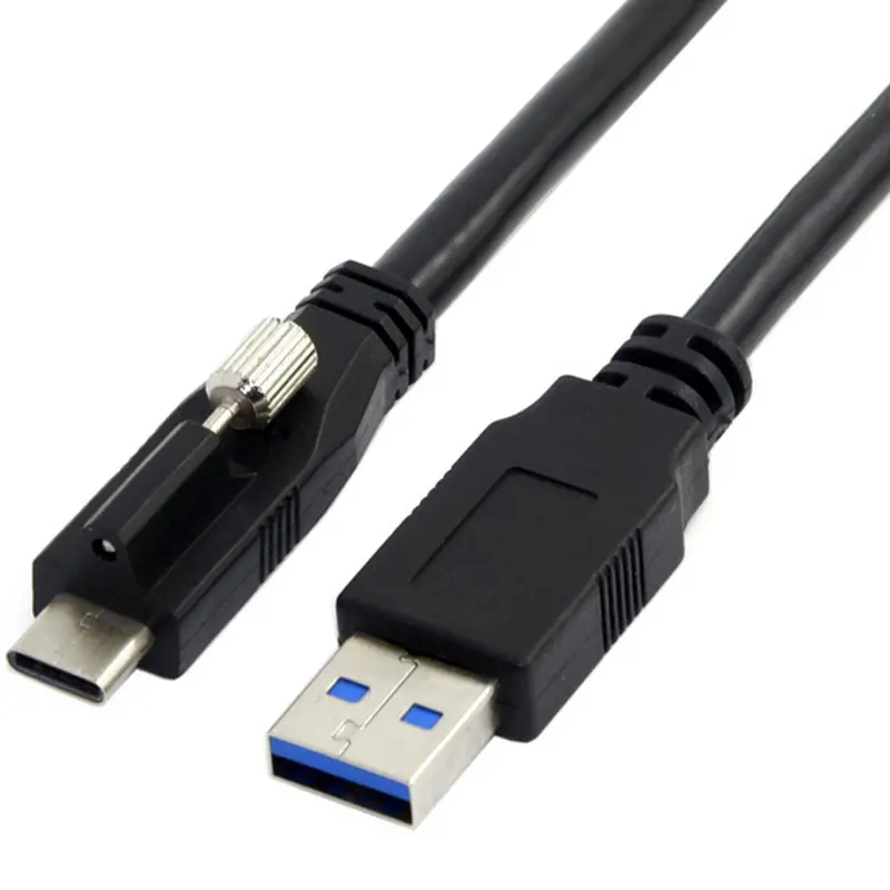 1 metro 5Gbps Panel Mount USB 3.1 3.0 Tipo A macho para USB tipo C cabo com trava de parafuso para câmera industrial
